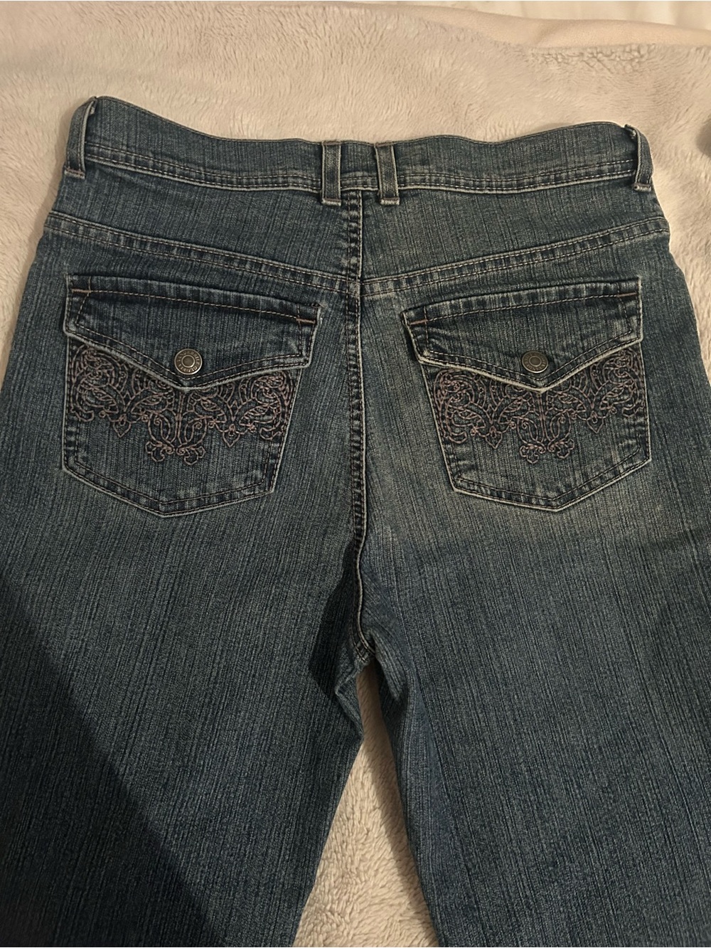 Gloria Vanderbilt Dark Blue Boot Cut Jeans with Embroidered Back Pockets